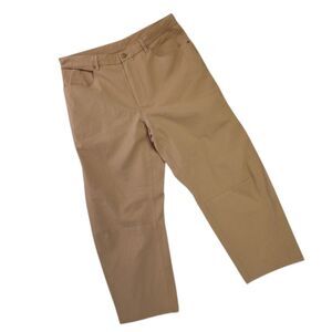 Roucha Pye Pants Size C Large Lightweight Twill Tan Wide Leg Crop Drawstring NWT